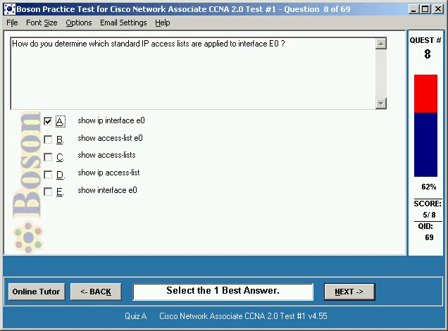 Boson Practice Tests for RCDD Exams Screenshot